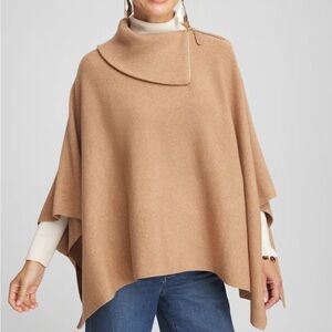 Chico's Zippered Spilt Neck Sweater Poncho Green L/XL NWT